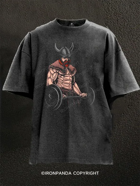 T-shirts with artistic abstract designs-Viking Fitness Washed Gym Shirt