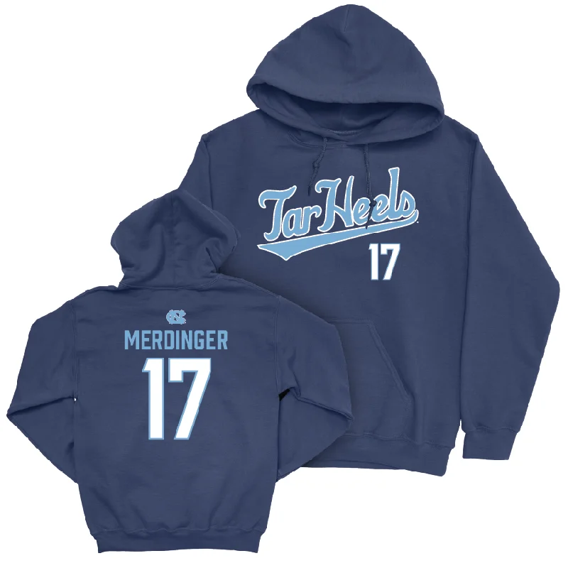 Hoodies with side pockets for convenience-UNC Football Navy Script Hoodie - Michael Merdinger