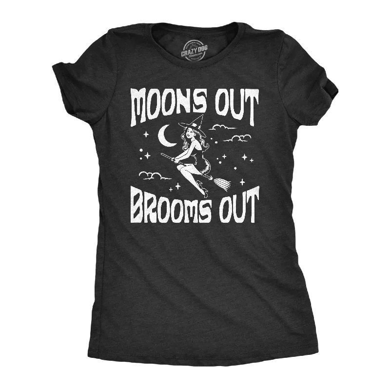 T-shirts for gym workouts and fitness activities-Moons Out Brooms Out Women's T Shirt