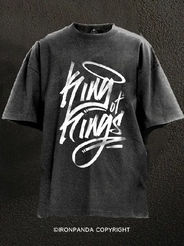 Custom T-shirts with names and numbers-KING OF KINGS Washed Gym Shirt