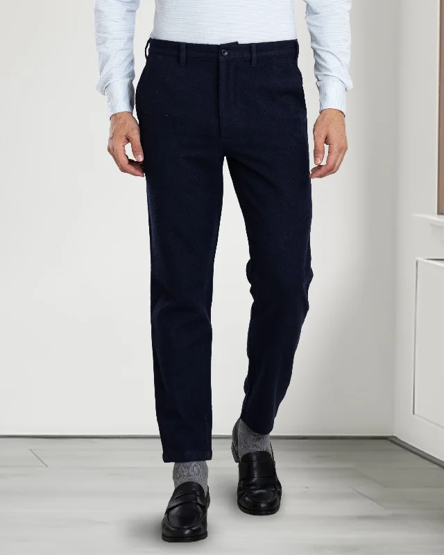 Stylish chinos for smart-casual fashion-Navy Wool Chino