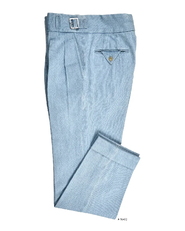 Stylish plaid pants for casual and formal occasions-Gurkha Pant in Fade Washed Blue Selvage With Turquoise Tint