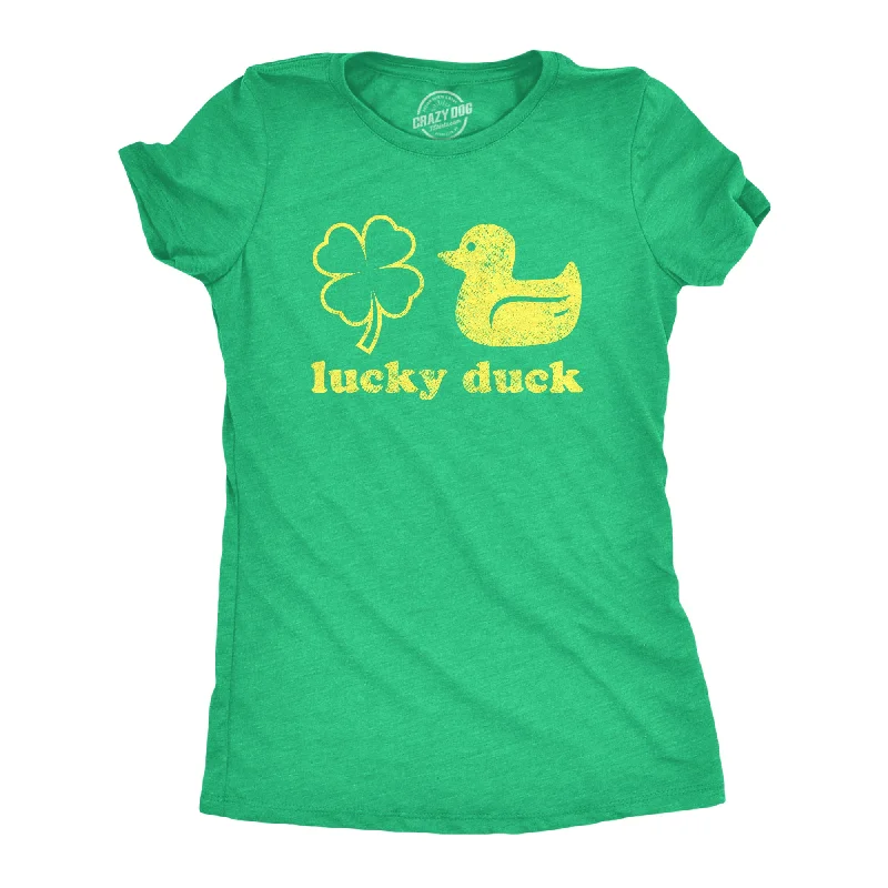 Affordable plain T-shirts for casual outfits-Lucky Duck Clover Women's T Shirt