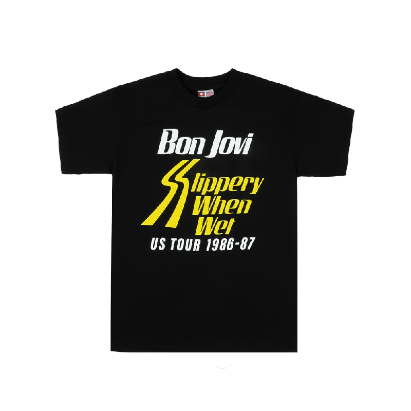 T-shirts with artistic abstract designs-Bon Jovi Slippery When Wet Vintage Tour T-Shirt