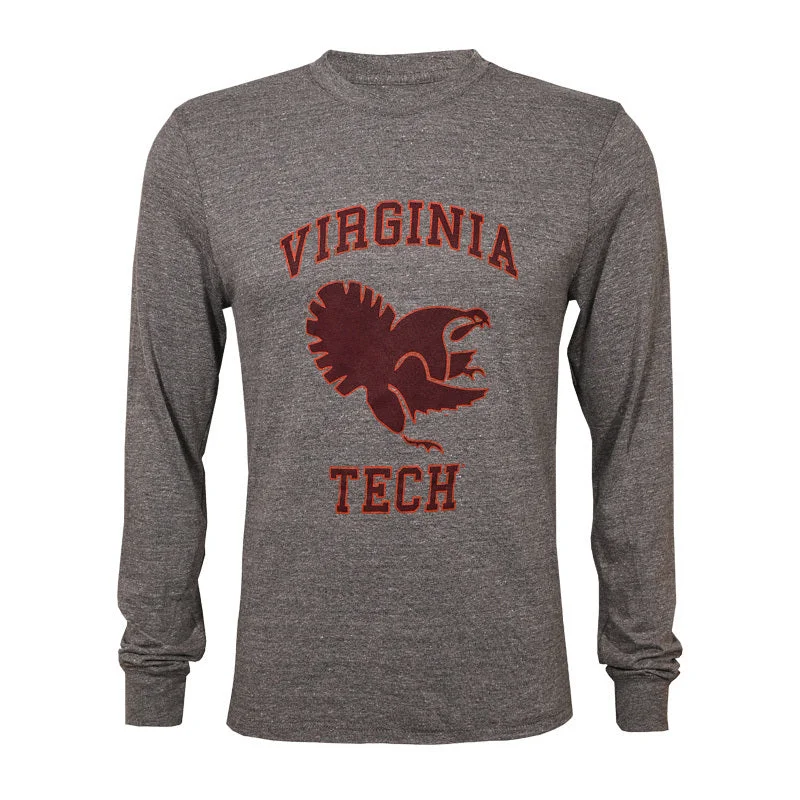 Classic white T-shirts for versatile outfits-Virginia TechTriumph Vault Gobbler Long-Sleeved T-Shirt: Gray by Champion