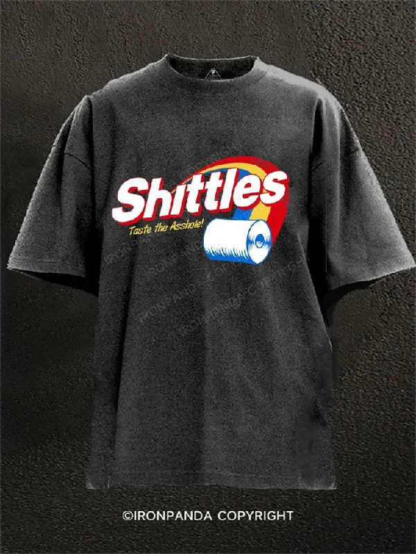 Custom-made T-shirts for corporate gifts-SHITTIES TASTE THE ASSHOLE! Washed Gym Shirt