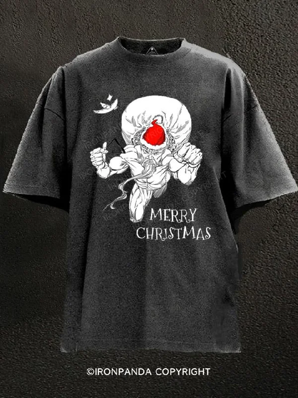 Relaxed-fit T-shirts for comfort and ease-super santa flying to make christmas Washed Gym Shirt