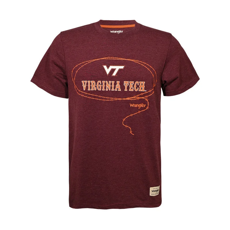 Personalized T-shirts for wedding parties-Virginia Tech Barb Wire T-Shirt by Wrangler