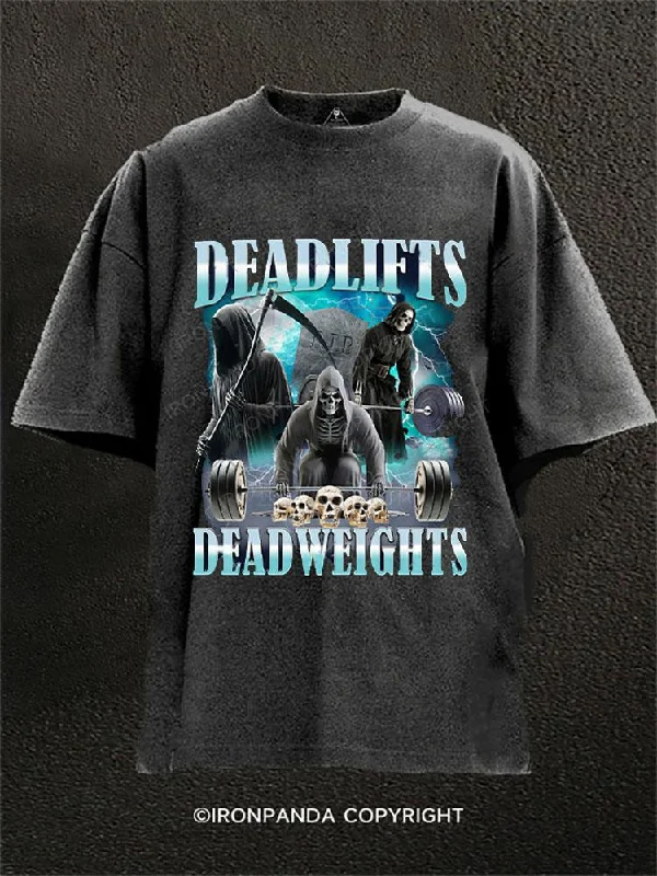 High-quality T-shirts for team events-deadlift skeleton Washed Gym Shirt