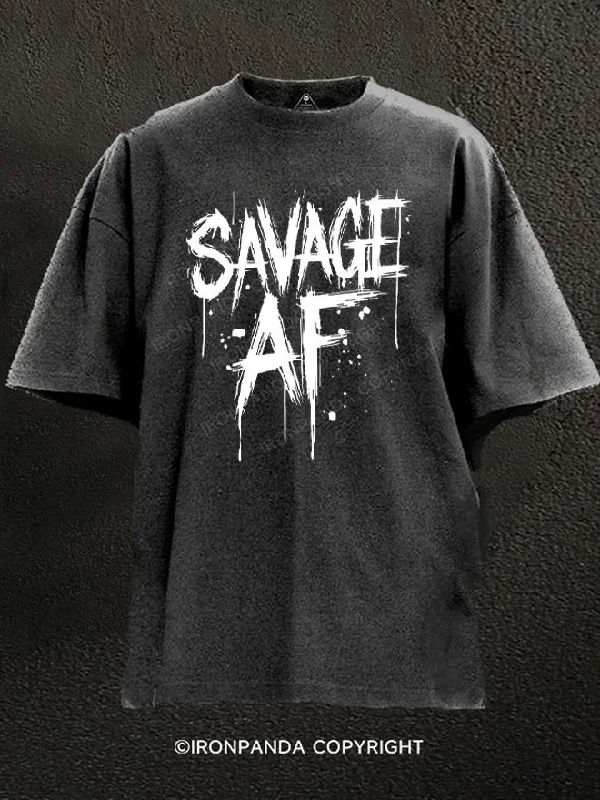 Minimalistic T-shirts for simple, modern outfits-Savage AF Washed Gym Shirt