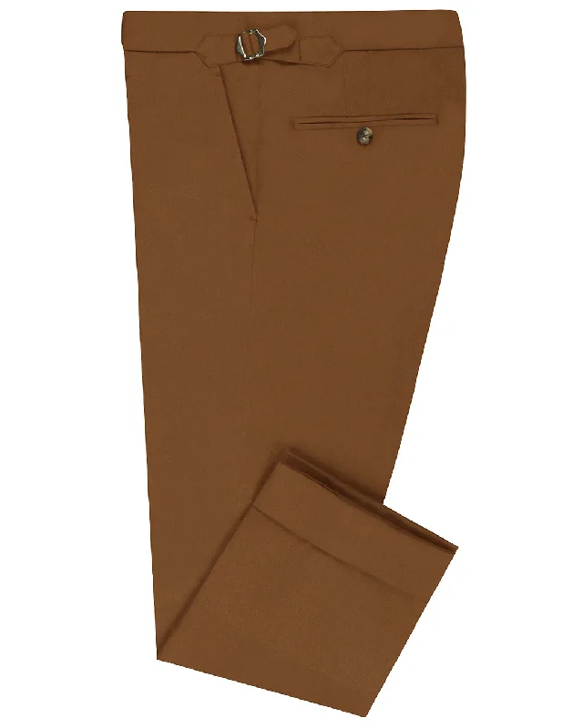 Fashionable pants with frayed hems for casual wear-VBC:100% Wool Brown Flannel