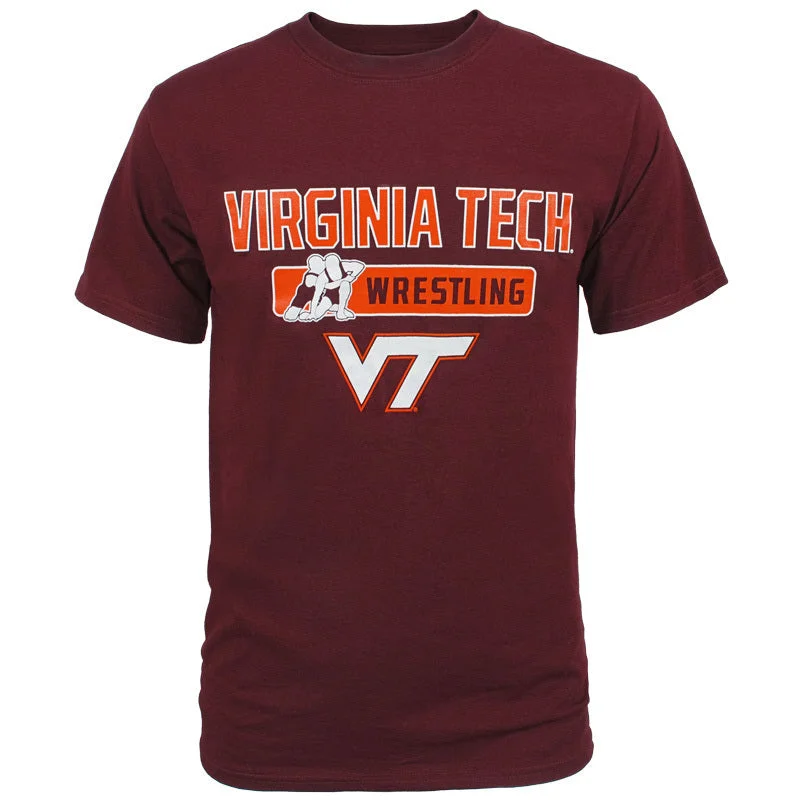 Best quality T-shirts for printing custom logos-Virginia Tech Wrestling T-Shirt by Champion