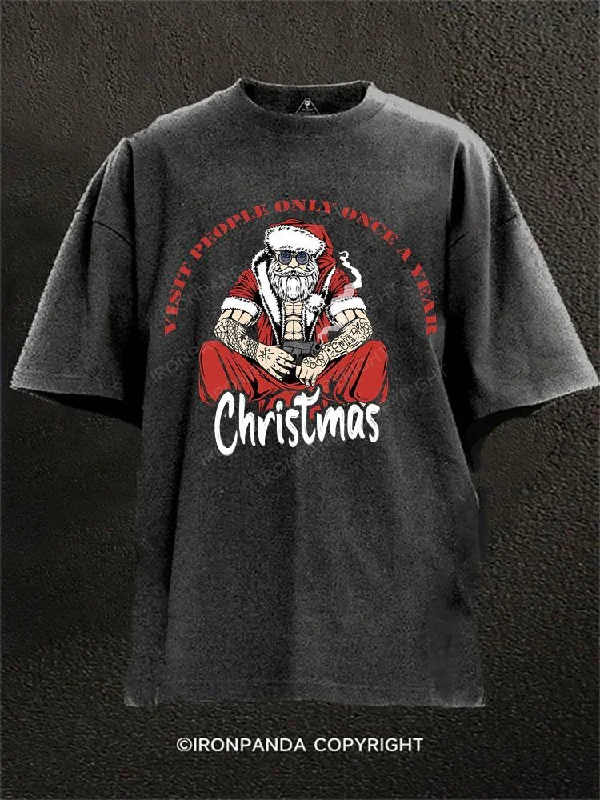 Retro-themed T-shirts for nostalgic styles-Christmas Washed Gym Shirt