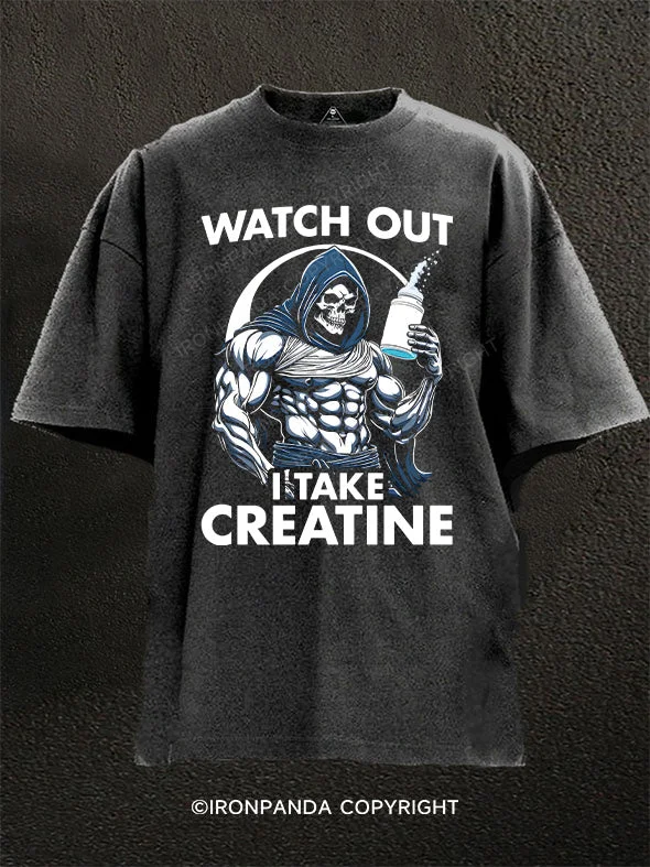 Custom T-shirts with unique patterns for fashion lovers-I Take Creatine Washed Gym Shirt