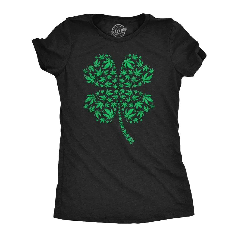 Organic cotton T-shirts for eco-friendly fashion-Clover Made Of Pot Leaves Women's T Shirt