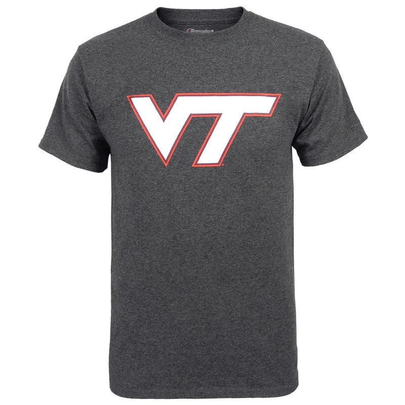 Simple T-shirts for minimalistic fashion-Virginia Tech Logo T-Shirt: Granite Heather by Champion