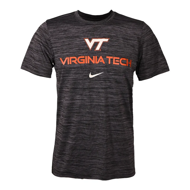 Comfortable T-shirts for outdoor activities-Virginia Tech Men's Dri-FIT Velocity Legend T-Shirt: Black by Nike