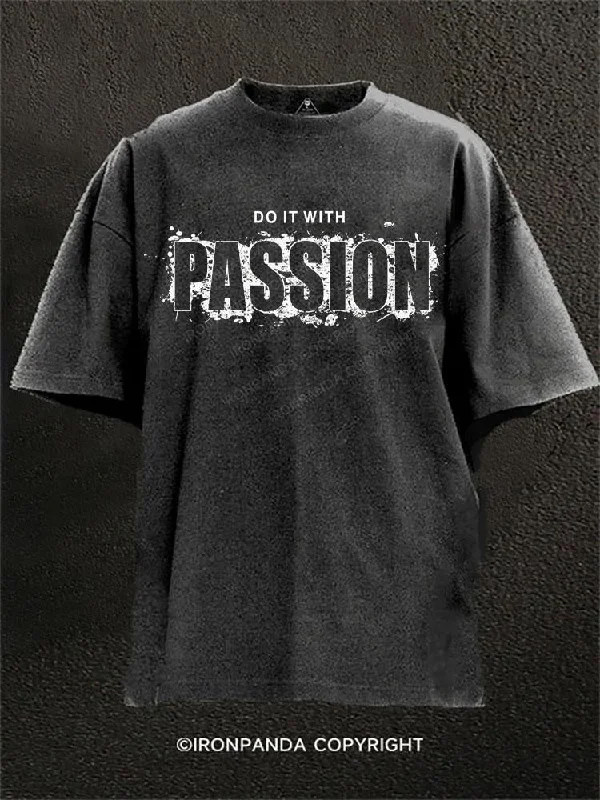 Affordable plain T-shirts for casual outfits-Do It With Passion Washed Gym Shirt