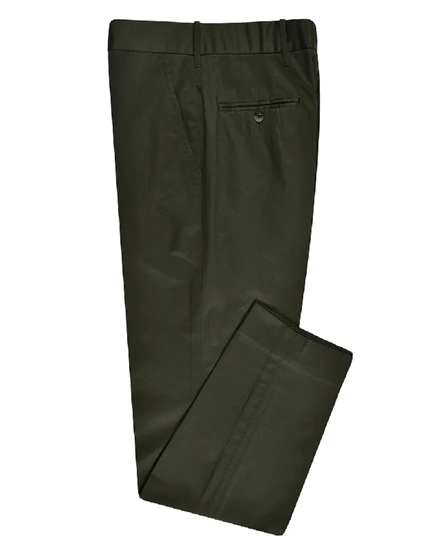 High-rise pants for a trendy, flattering look-Dark Army Green Cotton Dress Pant