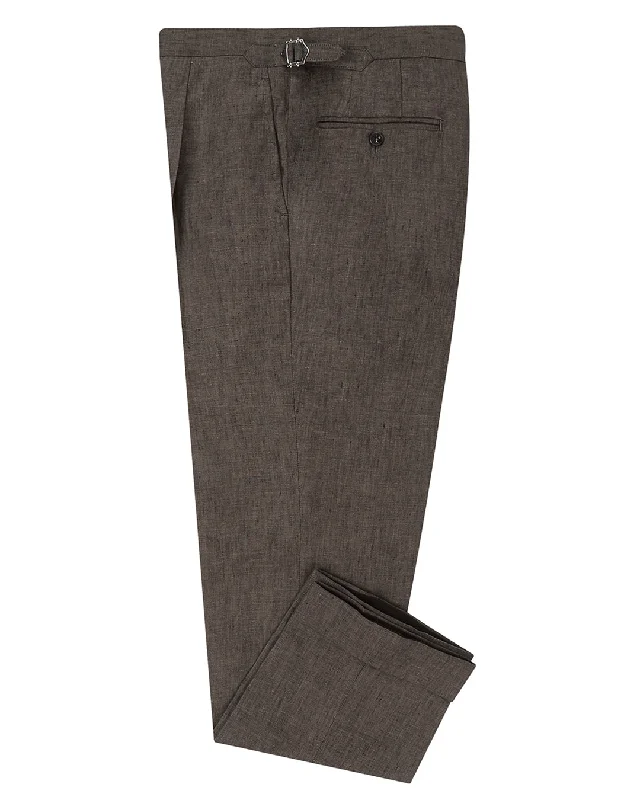 Soft sweatpants for comfort and warmth-Drab Brown Linen Dress Pant