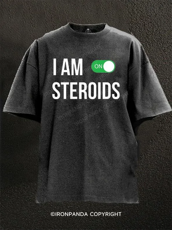 T-shirts with nature-inspired prints for eco-conscious fashion-I Am On Steroids Washed Gym Shirt