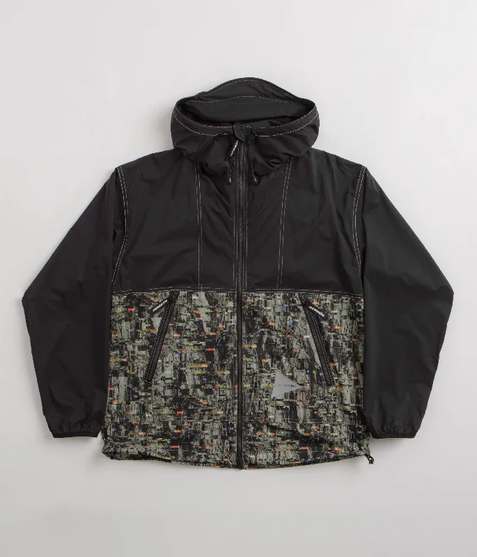 Jackets with thermal insulation for cold weather-and wander Pertex Printed Wind Jacket - Black