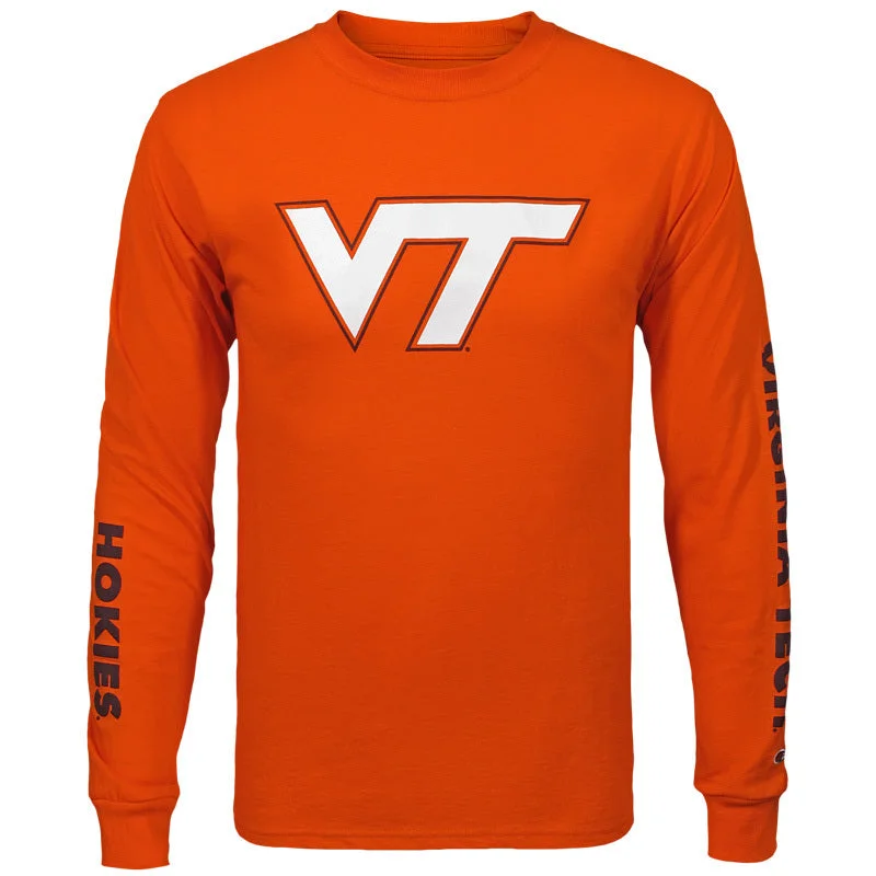 Personalized T-shirts for birthdays and celebrations-Virginia Tech Hokies Long-Sleeved T-shirt: Orange by Champion