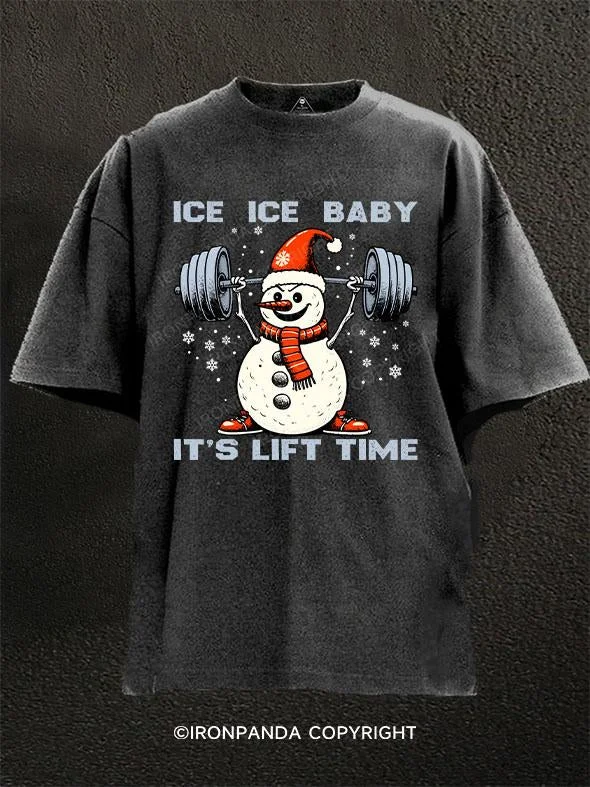 T-shirts with cool animal designs for animal lovers-Ice, Ice, Baby It’s Lift Time Washed Gym Shirt