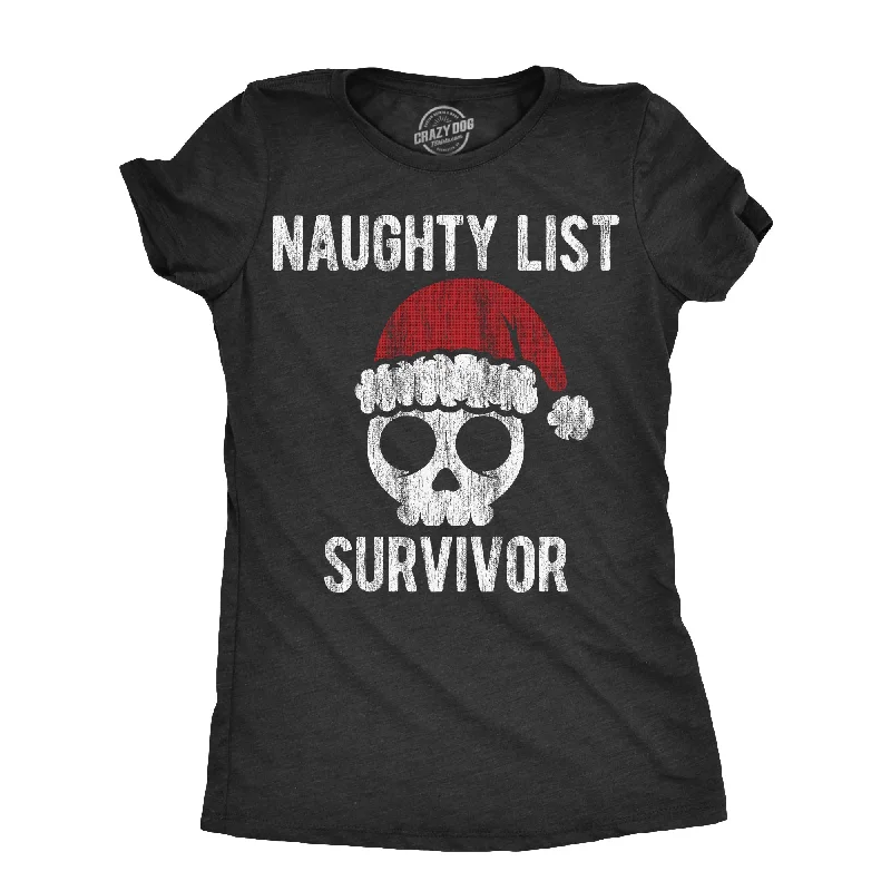 Best quality T-shirts for screen printing-Naughty List Survivor Women's T Shirt