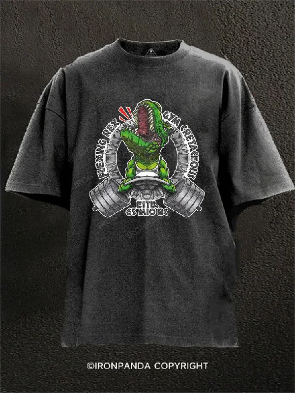 Custom T-shirts with detailed designs for unique fashion-Flexing Rex Washed Gym Shirt