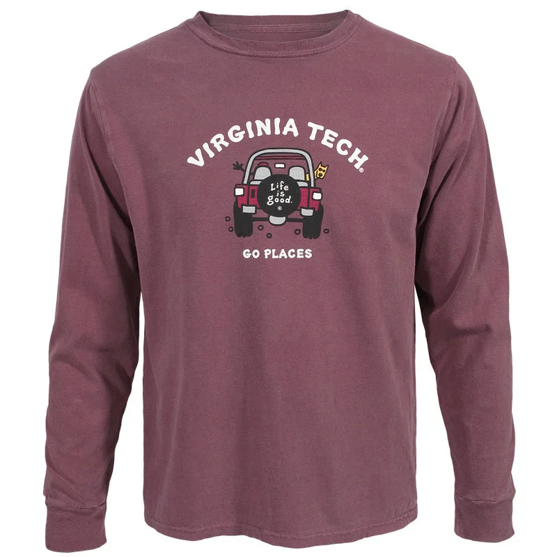 Custom T-shirts for school sports teams-Virginia Tech Life is Good Long-Sleeved  T-Shirt