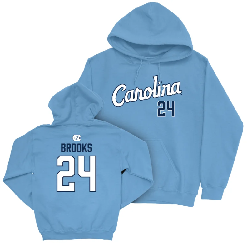 Zip-up hoodies for easy layering and comfort-UNC Football Carolina Blue Script Hoodie - British Brooks