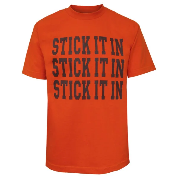 Cool T-shirts with seasonal graphics for summer or winter-Stick It In T-Shirt: Orange