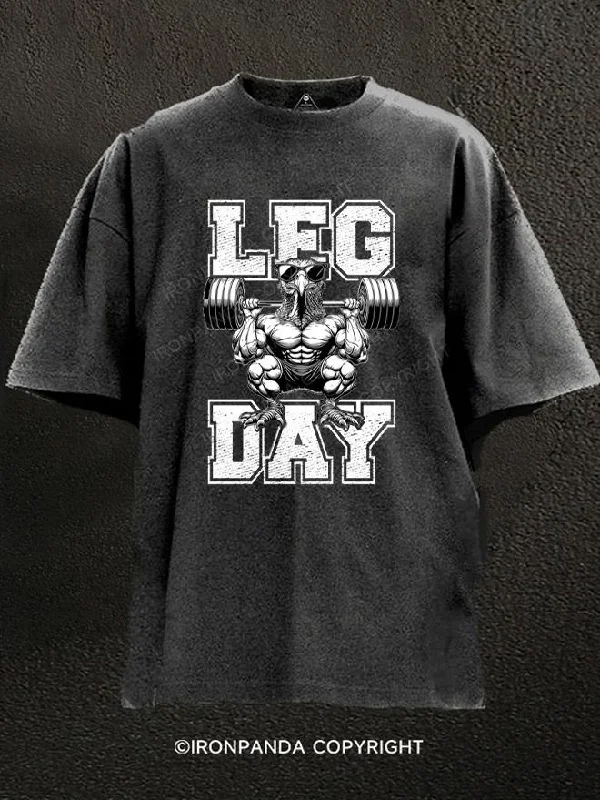 Comfortable T-shirts for travel and tourism wear-Leg Day Thanksgiving Turkey Washed Gym Shirt