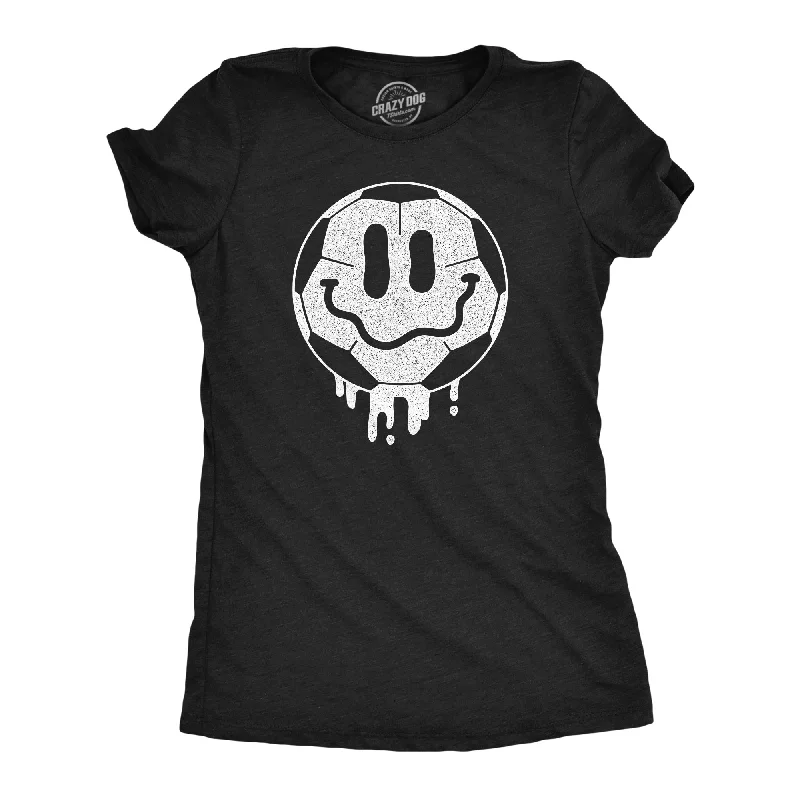 Comfortable fitted T-shirts for sleek looks-Dripping Soccer Ball Smile Women's T Shirt