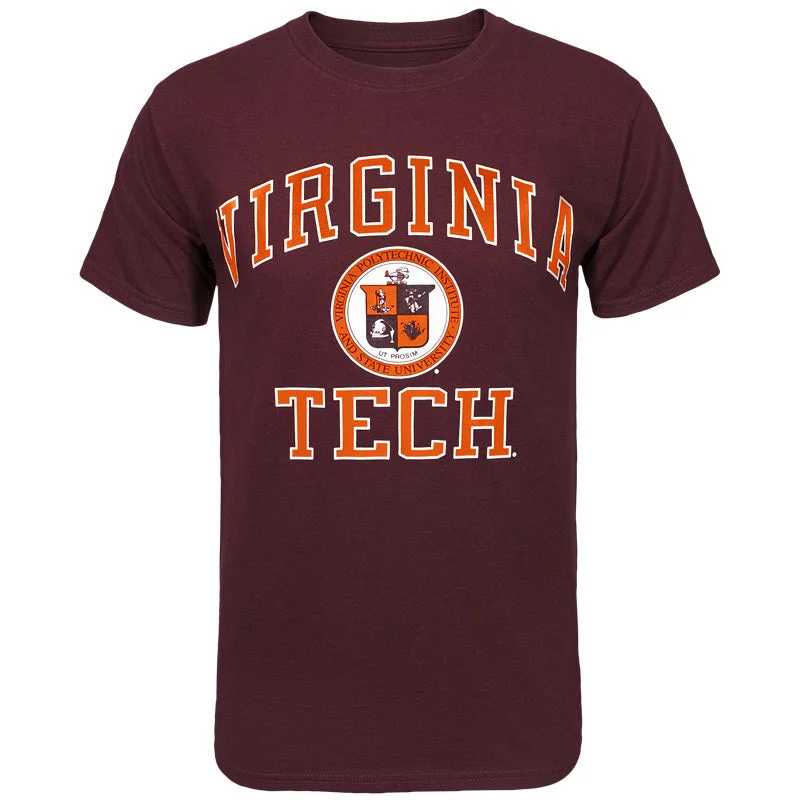 Cool graphic T-shirts with sports themes-Virginia Tech Seal T-Shirt: Maroon by Champion