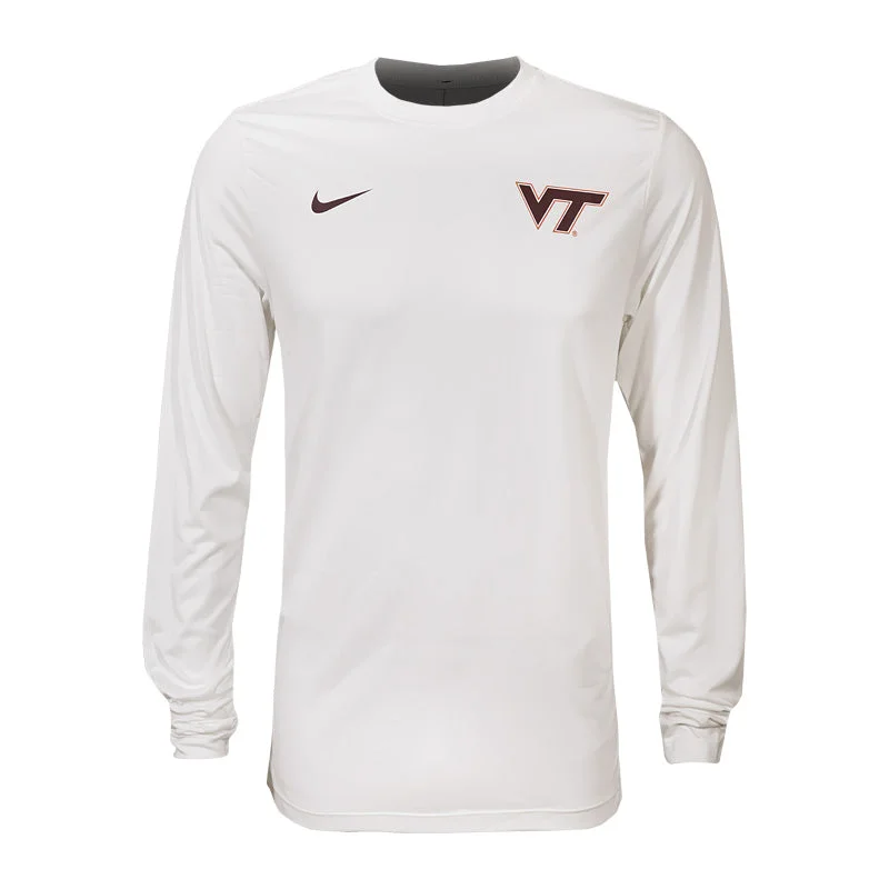 Custom T-shirts for personalized gifts-Virginia Tech Men's Dri-FIT Legend Long-Sleeved T-Shirt: White by Nike