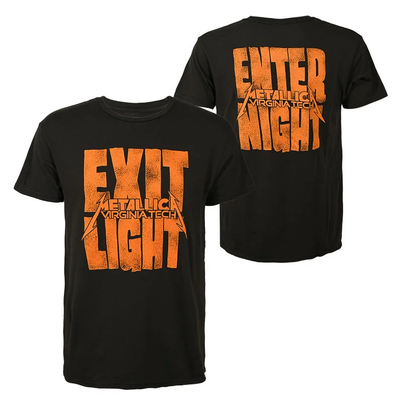 T-shirts for small business promotional use-Virginia Tech x Metallica Original Vintage Signature Exit Light Enter Night T-Shirt: Black