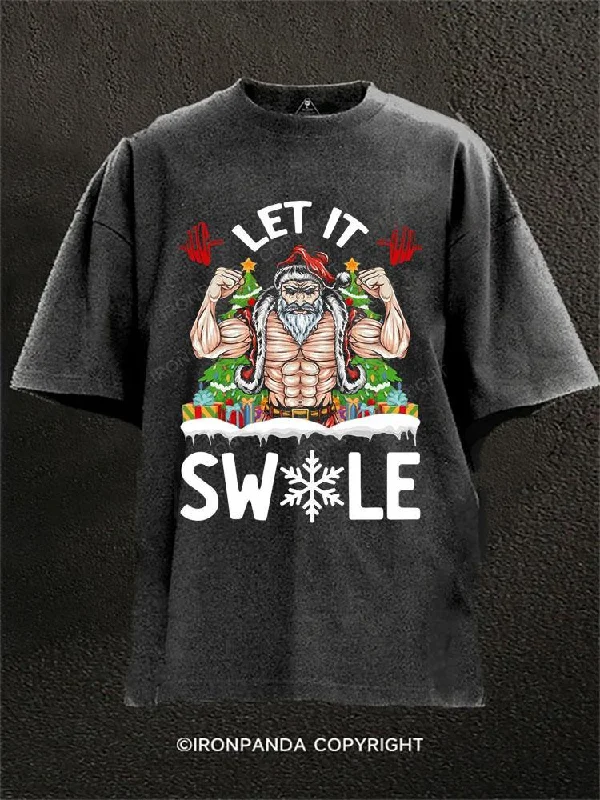 T-shirts with cool quotes for casual wear-Let It Swole Washed Gym Shirt