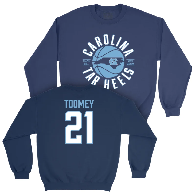 Performance long sleeve shirts for running and workouts-UNC Women's Basketball Navy Crew  - Ciera Toomey