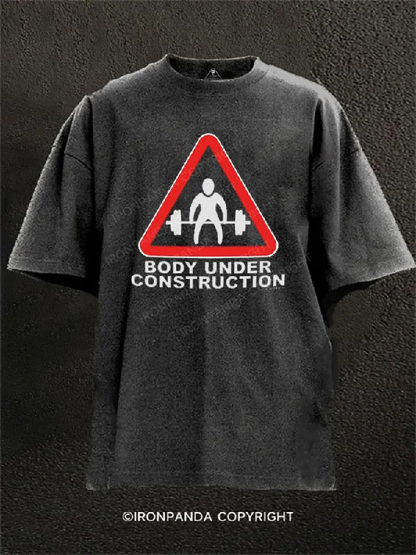 Custom T-shirts for personalized gifts-Body Under Construction Washed Gym Shirt