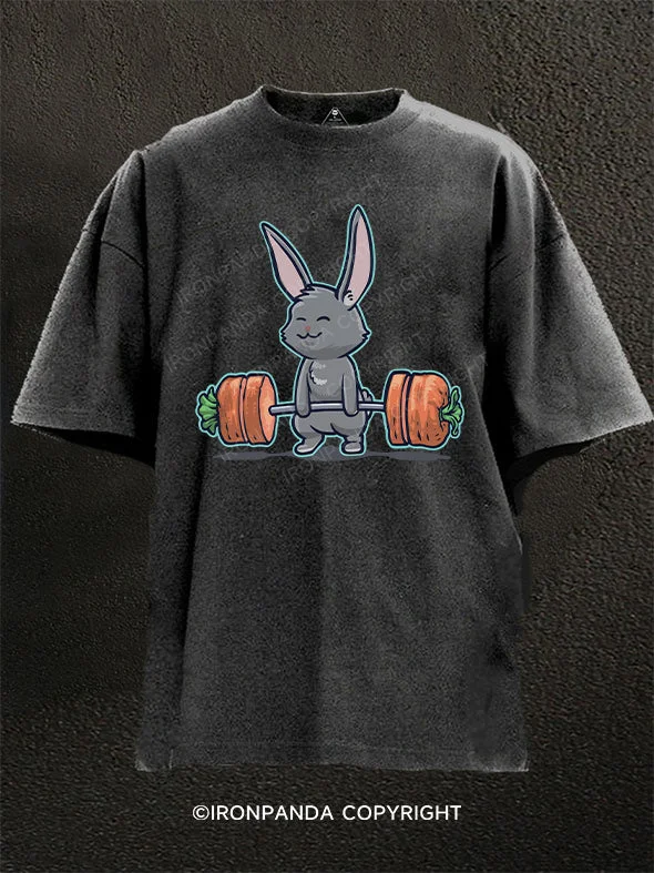 Comfortable T-shirts for lounging at home-Deadlifting Grey Bunny Washed Gym Shirt