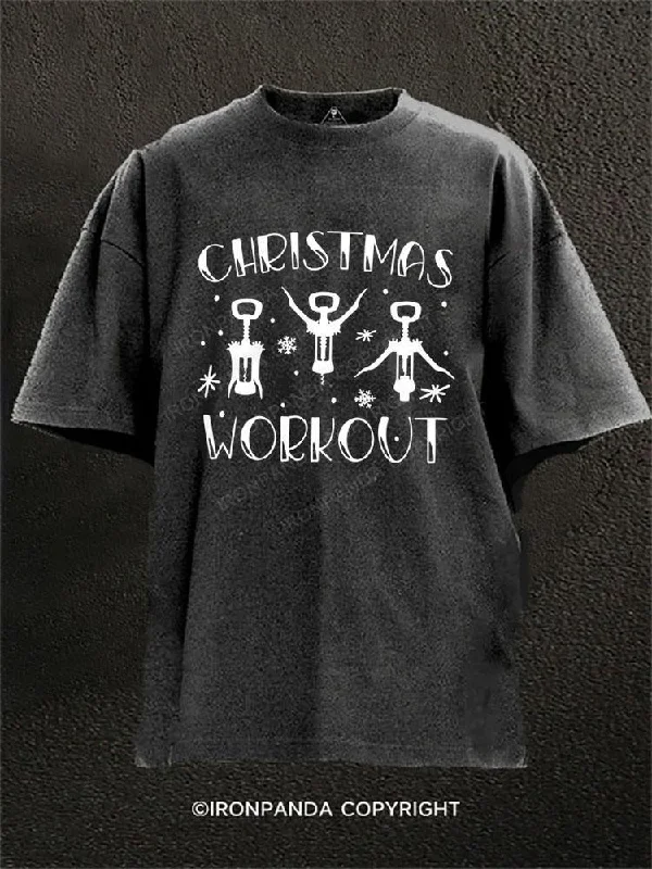 Custom T-shirts with detailed designs for unique fashion-Christmas Workout Washed Gym Shirt