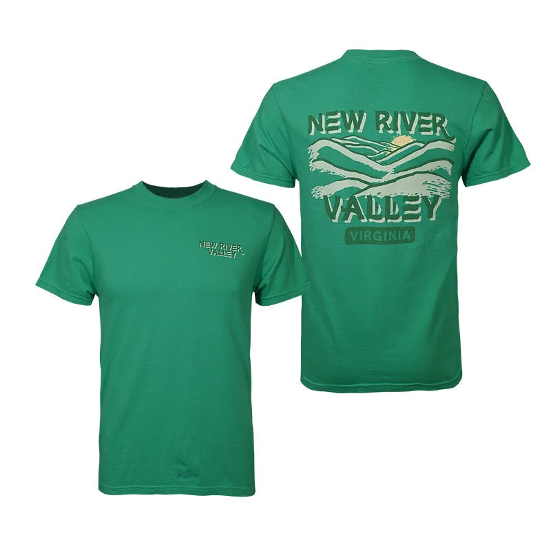 T-shirts with bold slogans for strong statements-New River Valley Sun Lit Mountains T-Shirt: Island Green