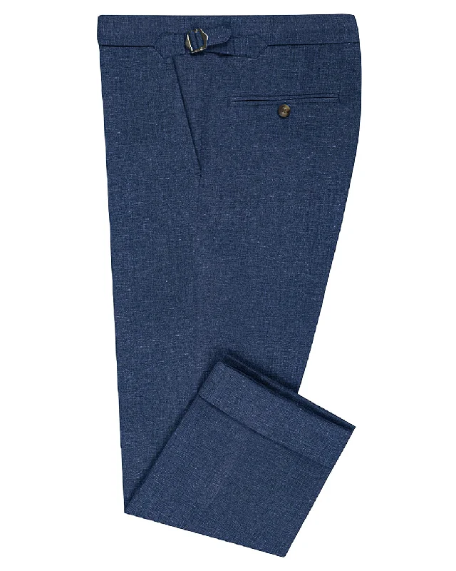 Pants with deep pockets for added functionality-Solbiati Indigo Washed Linen