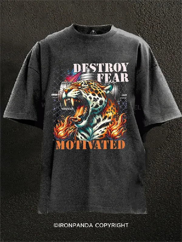 Simple T-shirts for minimalistic fashion-DESTROY FEAR MOTIVATED Washed Gym Shirt