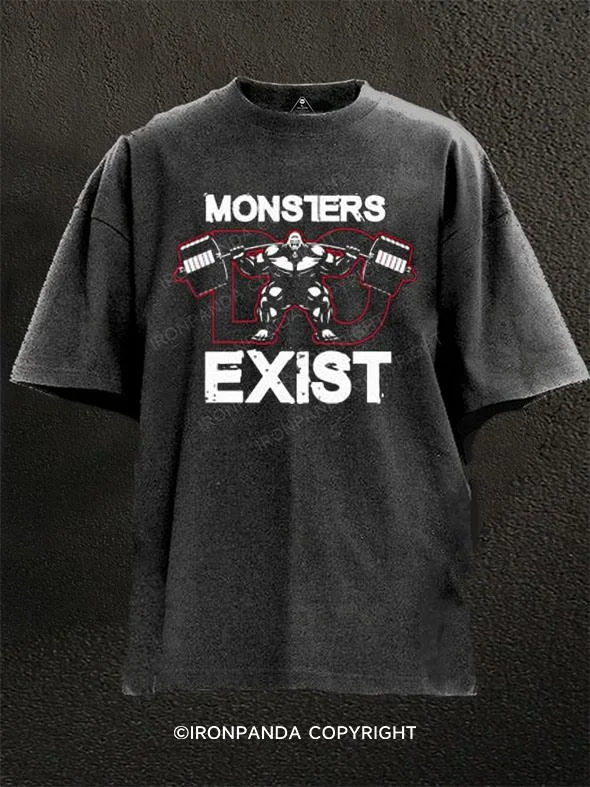 Performance T-shirts for sports and active wear-Monsters Do Exist Washed Gym Shirt Washed Gym Shirt