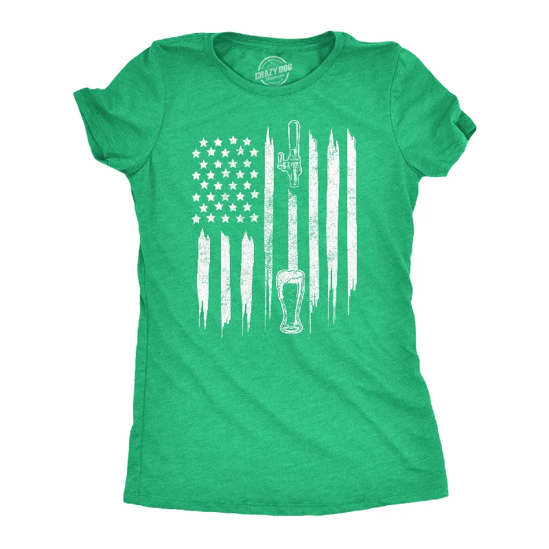 Stylish T-shirts with graphic designs for casual wear-Craft Beer American Flag Women's T Shirt