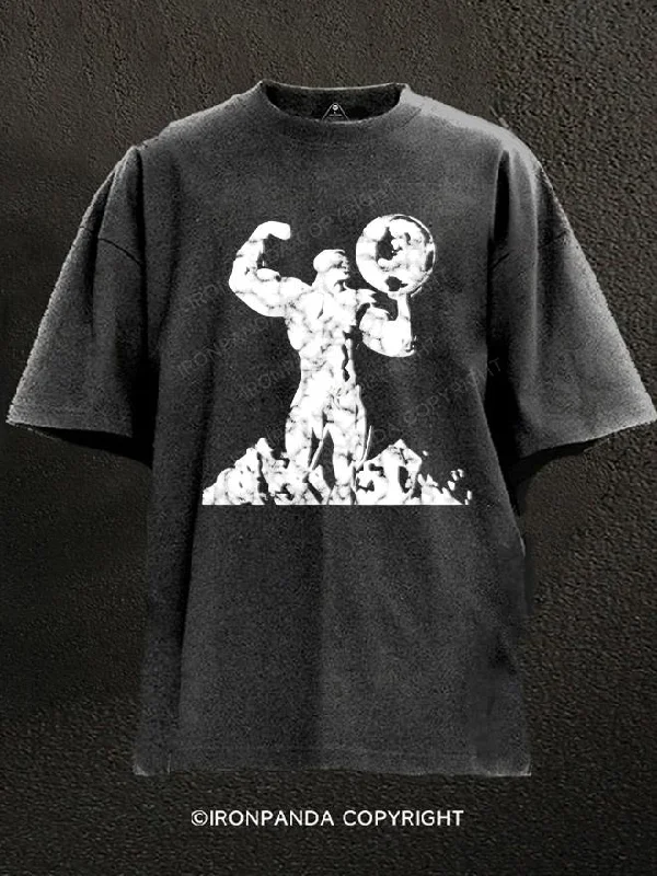 Custom T-shirts with artistic designs for exhibitions-The world in my hands Washed Gym Shirt