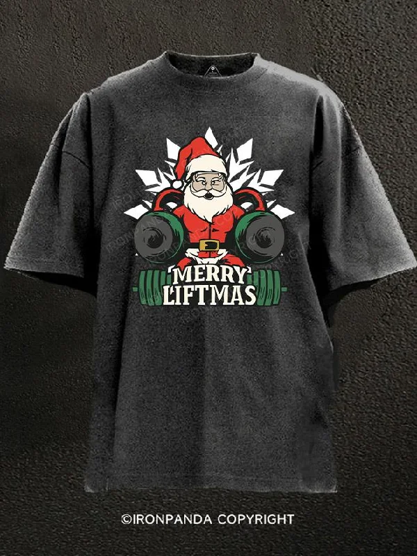 T-shirts for outdoor adventures and activities-merry liftmas ugly christmas Washed Gym Shirt